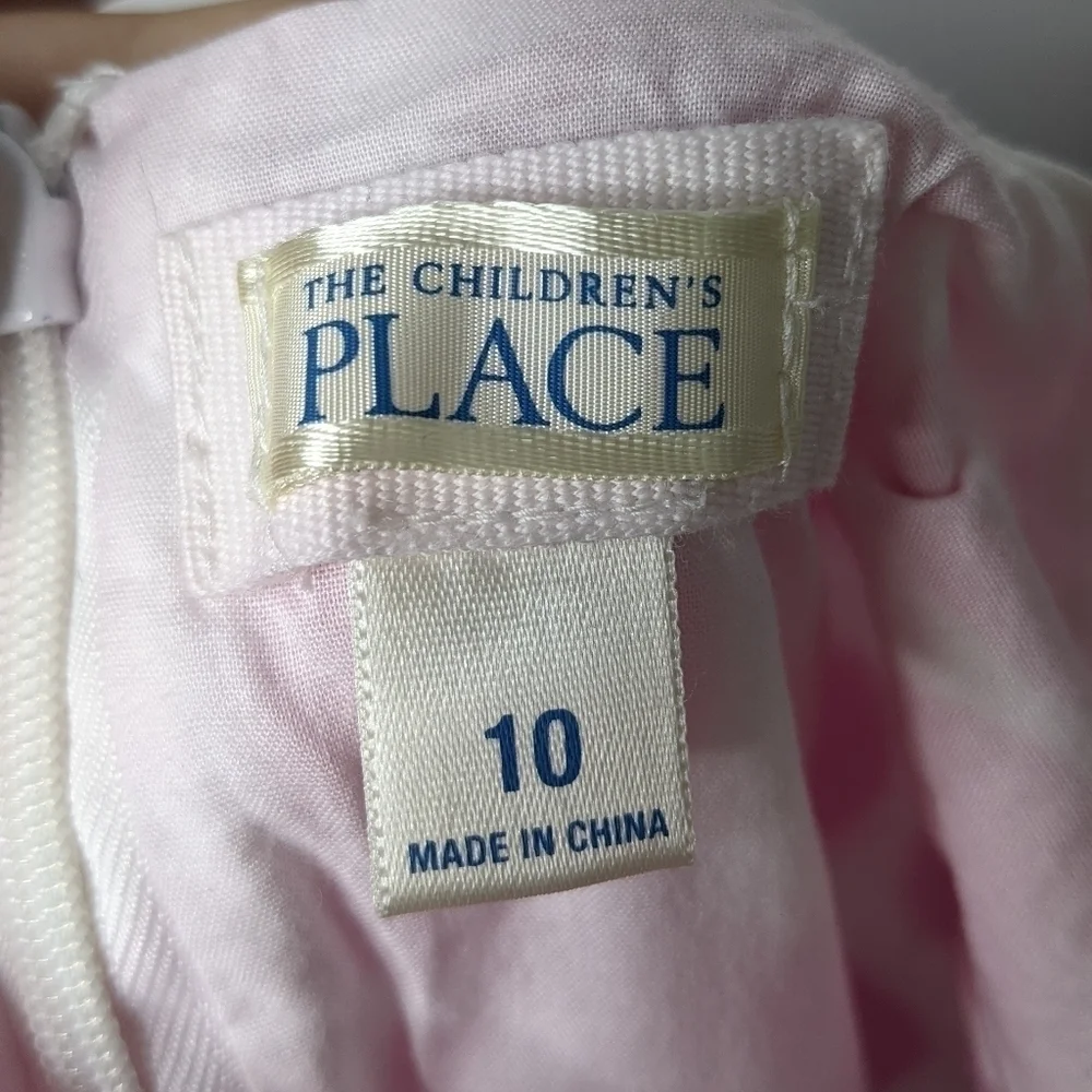 ✨3/$15 Children's place pink white dots tie back dress 10